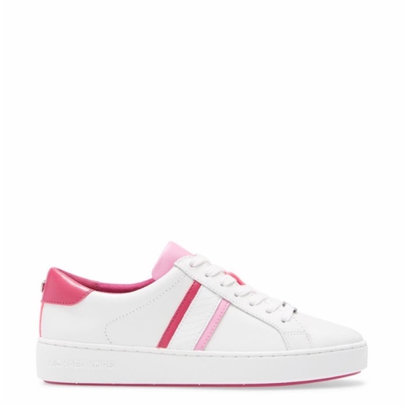 NWB MICHAEL Michael Kors Irving WHITE/ NEON PINK LEATHER size 10 new in box - Picture 12 of 12